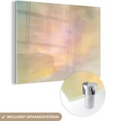 MuchoWow® Glasschilderij 80x60 cm - Schilderij acrylglas - Pastel wolken - Foto op glas - Schilderijen