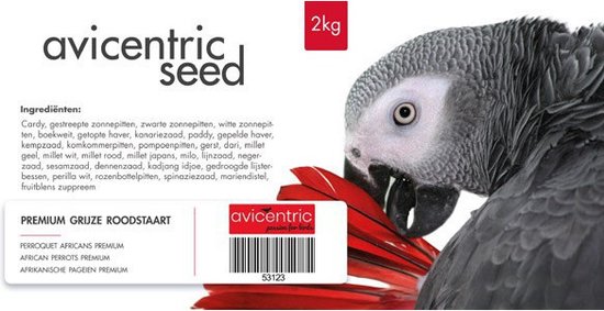 Grijze Roodstaart Premium zaad 2 x 2kg – Papegaaienvoer