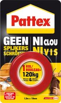 Pattex Geen Spijkers & Schroeven 120kg | Binnen & Buiten Oplossingen Montagetape | Montagetape 1,5 m Verpakking.