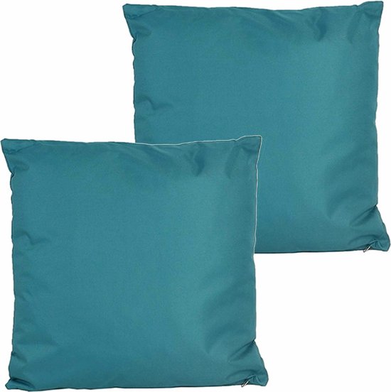 Coussin d'extérieur Anna's collection - 2x - bleu pétrole - 60 x 60 cm - intérieur/extérieur