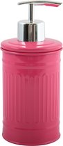 MSV Zeeppompje/dispenser - Industrial - metaal - fuchsia roze/zilver - 7.5 x 17 cm - 250 ml