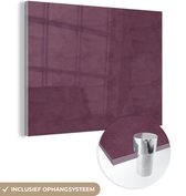 MuchoWow® Glasschilderij 80x60 cm - Schilderij acrylglas - Leer - Roze - Dieren - Foto op glas - Schilderijen
