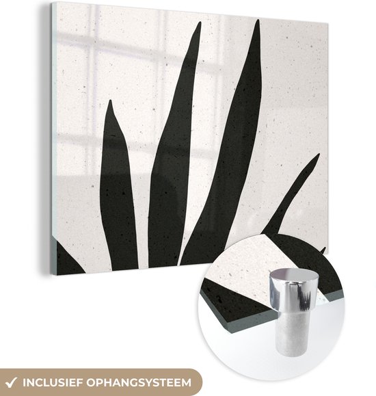 MuchoWow® Glasschilderij 40x30 cm - Schilderij acrylglas - Blad - Plant - Minimalisme - Foto op glas - Schilderijen