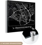 MuchoWow® Glasschilderij 90x90 cm - Schilderij acrylglas - Plattegrond - 's-Hertogenbosch - Stadskaart - Kaart - Foto op glas - Schilderijen