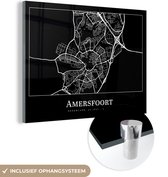 MuchoWow® Glasschilderij 80x60 cm - Schilderij acrylglas - Amersfoort - Stadskaart - Plattegrond - Kaart - Foto op glas - Schilderijen