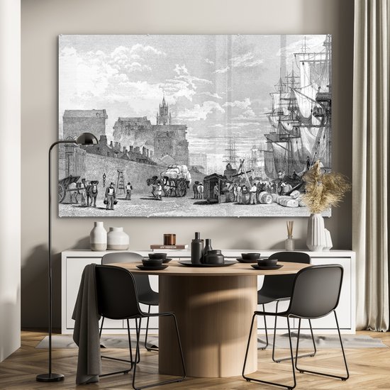Peinture sur Verre - Un Dessin Vintage du Port de Liverpool - 180x120 cm - Peintures sur Verre Peintures - Photo sur Glas