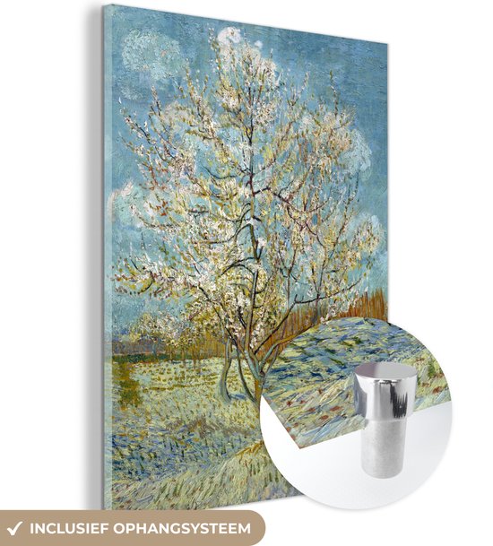 MuchoWow® Peinture sur verre 90x120 cm - Peinture sur verre acrylique - Pêcher en fleurs - Vincent van Gogh - Photo sur verre - Peintures