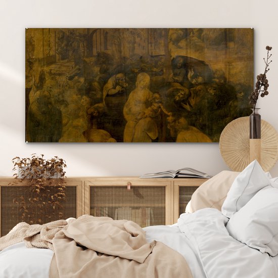 MuchoWow® Peinture sur verre 120x60 cm - Peinture sur verre - Adoration des Mages - Leonardo de Vinci - Photo sur verre acrylique - Peintures