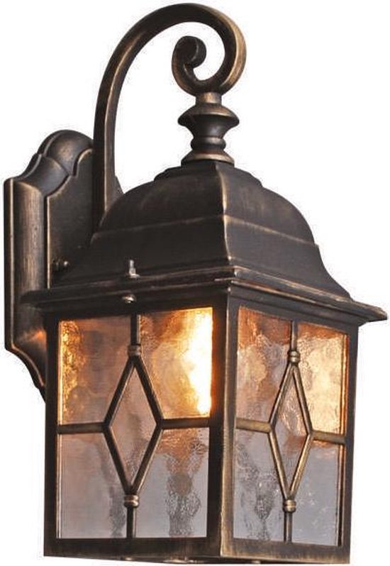 Schuine streep koel Dag QAZQA londen - Landelijke Wand lantaarn voor buiten - 1 lichts - D 178 mm -  Brons -... | bol.com