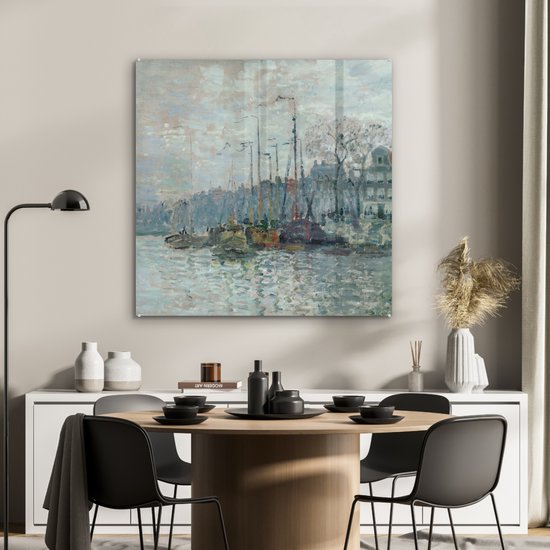 Peinture sur Verre - Zaandam de dijk - Claude Monet - 90x90 cm - Peintures sur Verre Acrylique - Photo sur Glas
