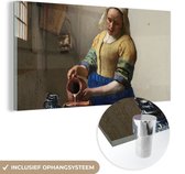 MuchoWow® Glasschilderij 120x60 cm - Schilderij acrylglas - Het melkmeisje - Schilderij van Johannes Vermeer - Foto op glas - Schilderijen