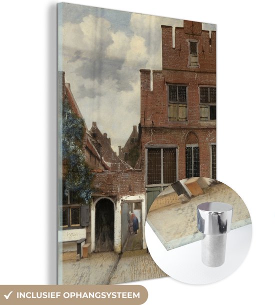La petite rue - Peinture de Johannes Vermeer Plexiglass 120x160 cm - Tirage photo sur verre (décoration murale plexiglas) XXL / Grand format!