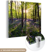 MuchoWow® Glasschilderij 50x50 cm - Schilderij acrylglas - Bos - Bloemen - Lavendel - Foto op glas - Schilderijen
