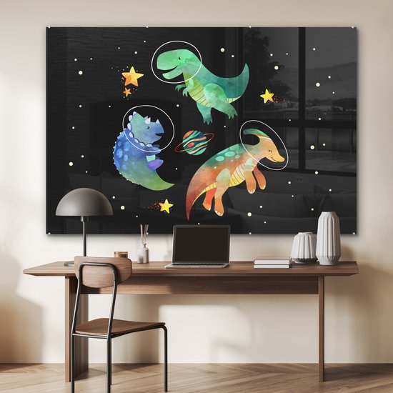 Peinture sur Verre - Étoiles - Dinosaurus - Enfants - 180x120 cm - Peintures sur Verre Peintures - Photo sur Glas