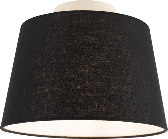 QAZQA combi - Klassieke Plafondlamp met kap - 1 lichts - Ø 250 mm - Zwart - Woonkamer | Slaapkamer | Keuken