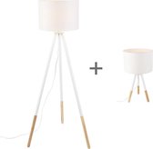 QAZQA Pip - Moderne Tripod | driepoot vloerlamp | Staande Lamp - 1 lichts - H 560 mm - Wit -  Woonkamer | Slaapkamer | Keuken