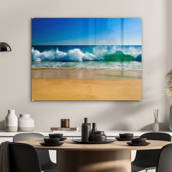 MuchoWow® Peinture sur verre 80x60 cm - Peinture sur verre acrylique - Mer - Golf - Plage - Photo sur verre - Peintures