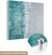 MuchoWow® Glasschilderij 20x20 cm - Schilderij acrylglas - Strand - Zee - Golven - Foto op glas - Schilderijen