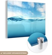 MuchoWow® Glasschilderij 80x60 cm - Schilderij acrylglas - Zee - Wolken - Blauw - Foto op glas - Schilderijen