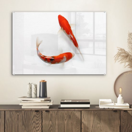 Peinture sur Verre - Deux Carpes Koi Orange - 60x40 cm - Peintures sur Verre Peintures - Photo sur Glas
