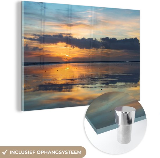 MuchoWow® Glasschilderij 60x40 cm - Schilderij acrylglas - Zee - Horizon - Kleuren - Foto op glas - Schilderijen