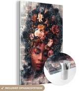 MuchoWow® Peinture sur Verre - Femme - Peinture - Fleurs - 40x60 cm - Peintures sur Verre Acrylique - Photo sur Glas
