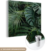 MuchoWow® Glasschilderij 90x90 cm - Schilderij acrylglas - Planten - Jungle - Bladeren - Tropisch - Foto op glas - Schilderijen