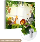 MuchoWow® Glasschilderij 160x120 cm - Schilderij acrylglas - Jungle - Dieren - Slang - Olifant - Jongens - Meisje - Kids - Baby - Foto op glas - Schilderijen