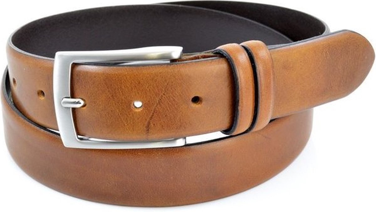 LINDENMANN Lederen riem heren 40 mm breed, riem mannen volledig rundleer cognac, cognac, 125