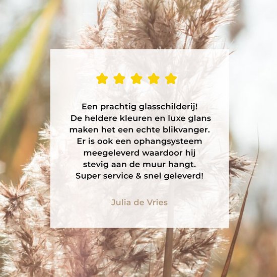 MuchoWow® Peinture sur verre 50x50 cm - Peinture sur verre acrylique - Roseau - Soleil - Plante - Photo sur verre - Peintures