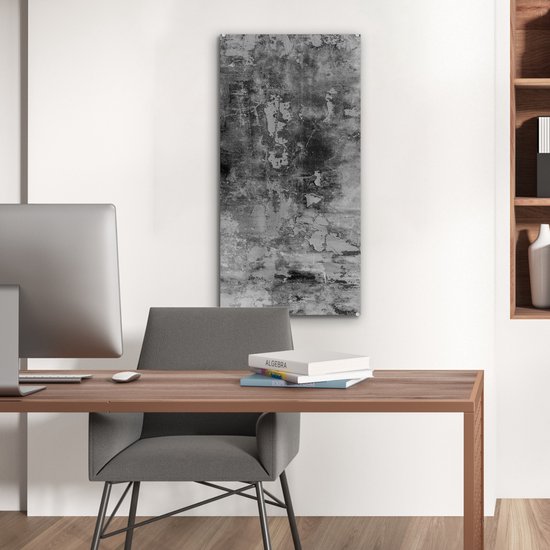 MuchoWow® Peinture sur Verre - Zwart - Pierre - Wit - Industriel - 40x80 cm - Peintures sur Verre Peintures - Photo sur Glas