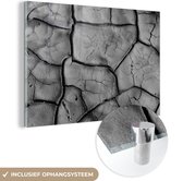 Glasschilderij - Zwart - Wit - Klei - Steen - 60x40 cm - Schilderij glas - Kamerdecoratie