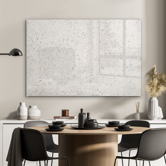 MuchoWow® Peinture sur verre - Granit - Grijs - Motif - Design - Wit - 120x80 cm - Peintures sur verre acrylique - Photo sur Glas