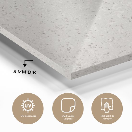 MuchoWow® Peinture sur verre - Granit - Grijs - Motif - Design - Wit - 120x80 cm - Peintures sur verre acrylique - Photo sur Glas