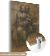MuchoWow® Tableau en verre 30x40 cm - Peinture acrylique sur verre - Marie avec l'enfant et Sainte-Anne - Leonardo da Vinci - Photo sur verre - Tableaux
