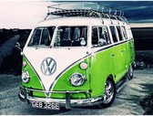 Diamond Painting Groene Volkswagen T1 30x40cm. (Volledige bedekking - Vierkante steentjes) diamondpainting inclusief tools