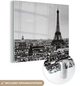 MuchoWow® Glasschilderij 90x90 cm - Schilderij acrylglas - De skyline van Parijs - Foto op glas - Schilderijen