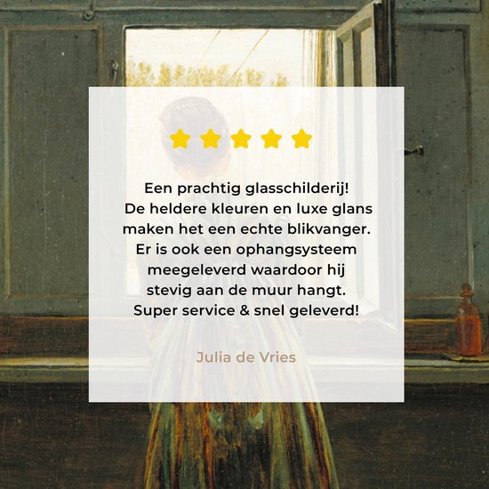 MuchoWow® Peinture sur Verre - Femme à la Fenêtre - Peinture de Caspar David Friedrich - 30x40 cm - Peintures sur Verre Acrylique - Photo sur Glas