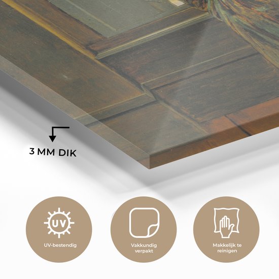 MuchoWow® Peinture sur Verre - Femme à la Fenêtre - Peinture de Caspar David Friedrich - 30x40 cm - Peintures sur Verre Acrylique - Photo sur Glas