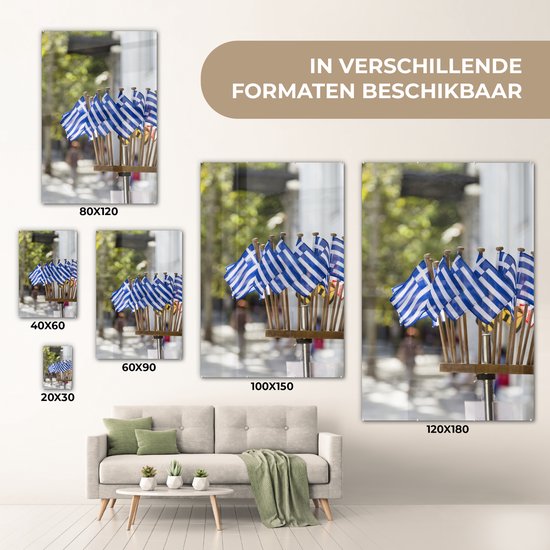 Drapeaux grecs comme souvenirs Plexiglas 40x60 cm - Tirage photo sur Glas (décoration murale en plexiglas)