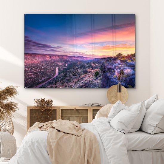 MuchoWow® Peinture sur Verre - Lever de Soleil sur Paysage au New Mexico - 150x100 cm - Peintures sur Verre Acrylique - Photo sur Glas