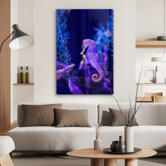 Peinture sur verre - Hippocampe avec congénères. - 60x90 cm - Peintures sur Verre Peintures - Photo sur Glas