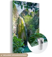 MuchoWow® Glasschilderij 40x60 cm - Schilderij acrylglas - Waterval op Kreta - Foto op glas - Schilderijen