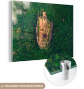 MuchoWow® Glasschilderij 80x60 cm - Schilderij acrylglas - Drone-shot van de Sigiriya steen tussen de bossen in Sri Lanka - Foto op glas - Schilderijen