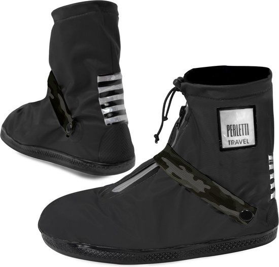 Zwart met band lage regenoverschoen (Shoe Cover) van Perletti