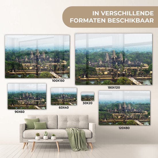 Vue aérienne du temple d'Angkor Wat au Cambodge Plexiglas 90x60 cm - Tirage photo sur verre (décoration murale plexiglas)
