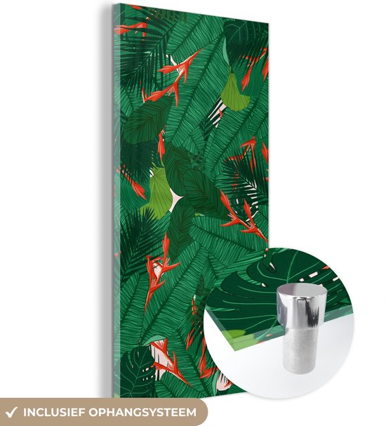 MuchoWow® Peinture sur verre 80x160 cm - Peinture sur verre acrylique - Fleurs - Feuilles - Motifs - Photo sur verre - Peintures