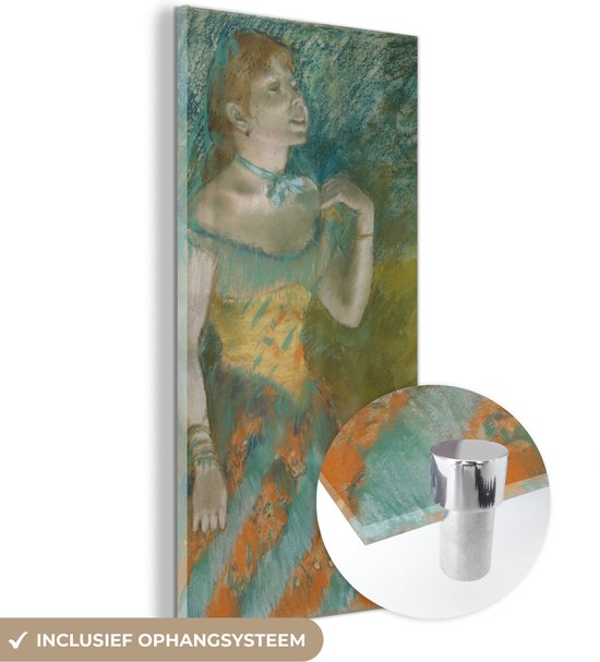 MuchoWow® Glasschilderij 40x80 cm - Schilderij acrylglas - The Singer in Green - Schilderij van Edgar Degas - Foto op glas - Schilderijen