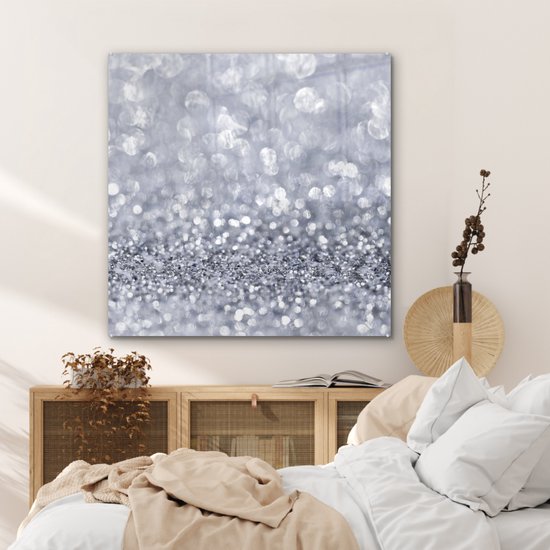 MuchoWow® Peinture sur Verre - Paillettes Argentées - 90x90 cm - Peintures sur Verre Acrylique - Photo sur Glas