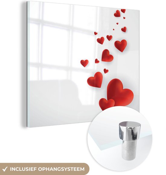 MuchoWow® Peinture sur verre 20x20 cm - Peinture sur verre acrylique - Une illustration d'un chemin de cœurs - Photo sur verre - Peintures